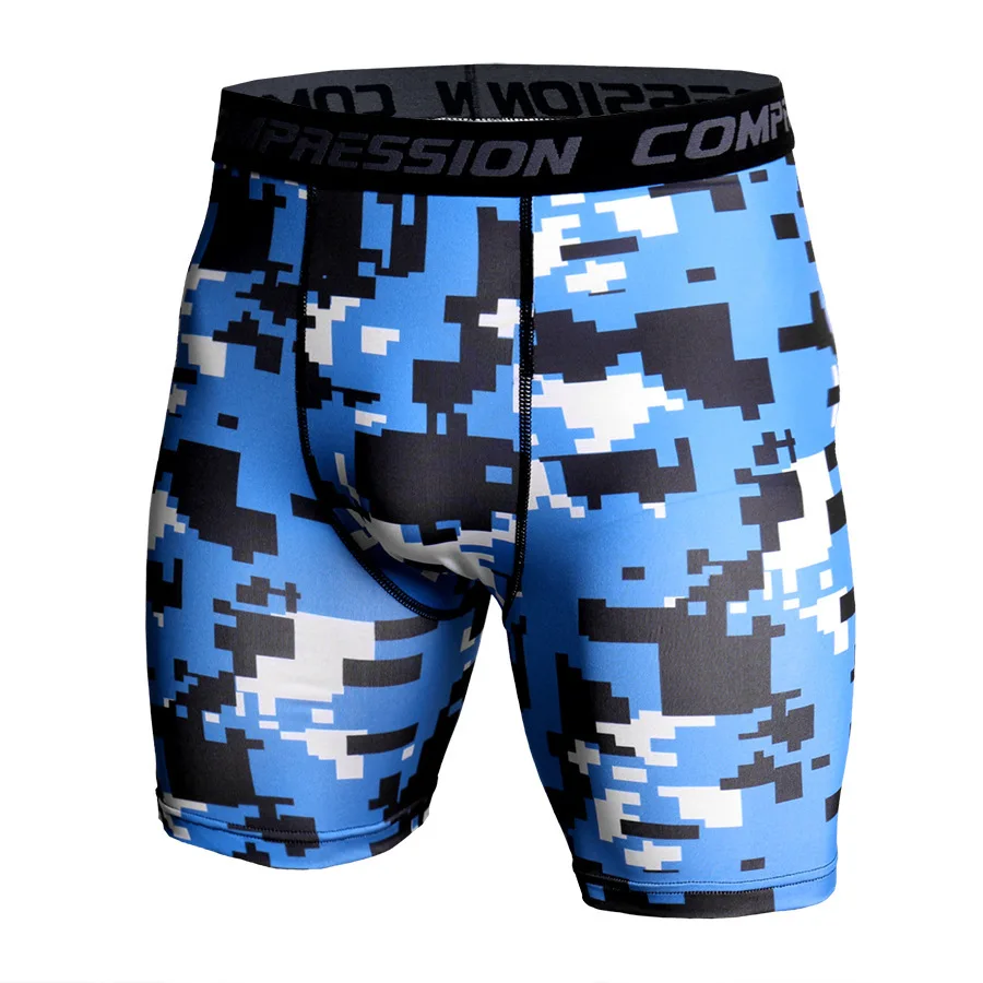 

New Men Mosaic Print Quick Dry Short Running Tights Compression Leggings Fitness Training Outdoor Sport Shorts Male Underwear