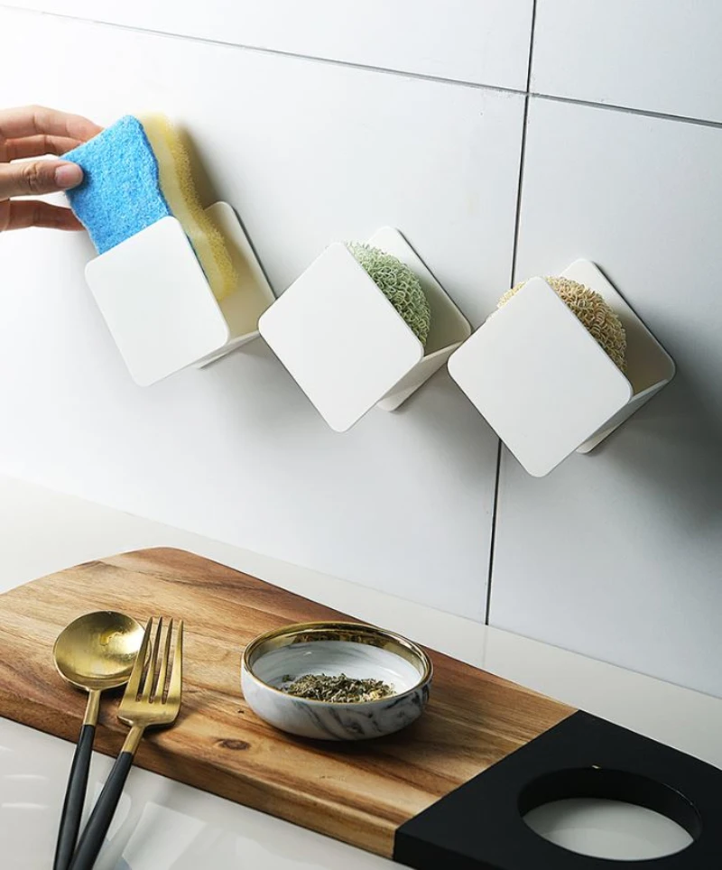 Кухня мыть стойка для хранения губок унитаз всасывания Подставка спонжей