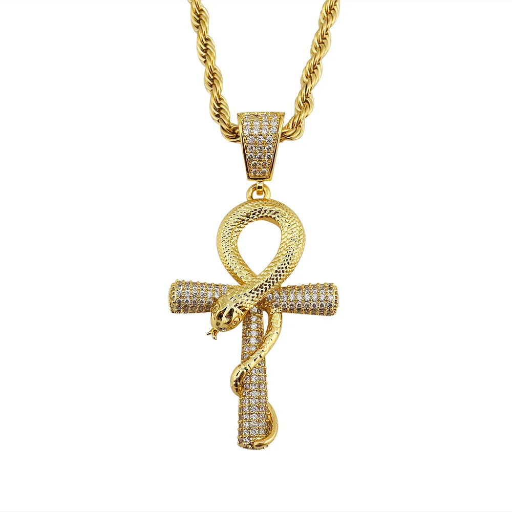 Men Viper Cross Necklaces &amp Pendant Religious Hip Hop Jewelry for Women with Stainless Steel Chain Online Shop | Украшения и