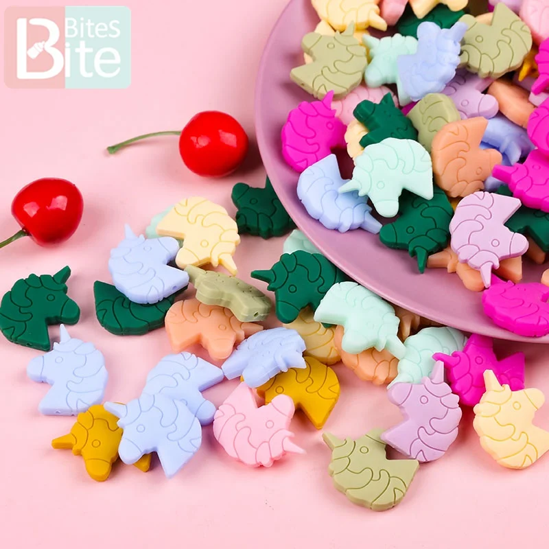5 шт. детский силиконовый Прорезыватель для зубов бусины в виде листьев единорога