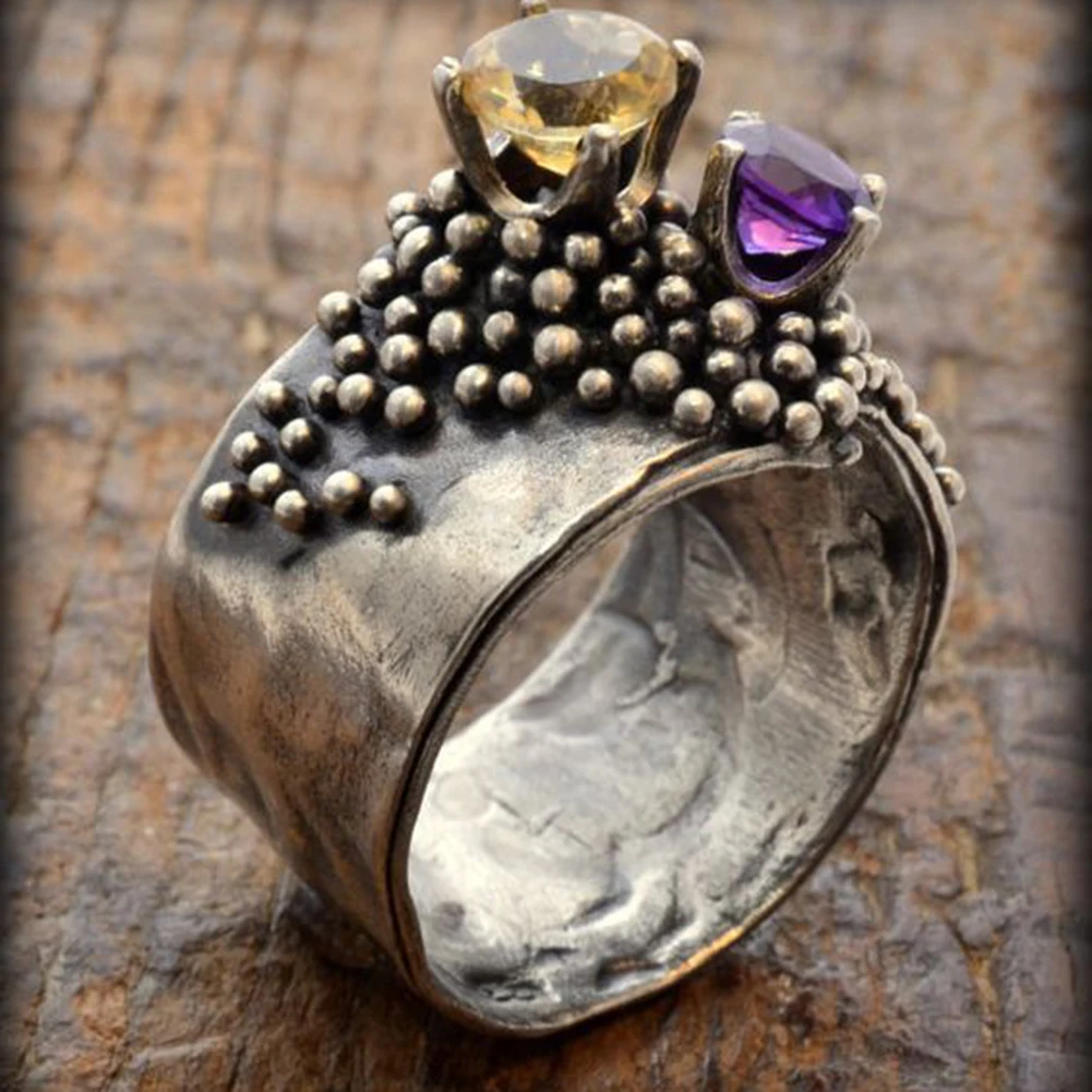 Женское кольцо из серебра 925 пробы с аметистом|Кольца| |