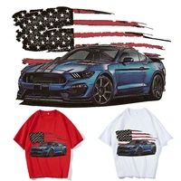 iron on usa flag racing car thermoadhesive patches for clothing heat transfer sticker thermal fusible patch ironing applications