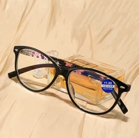 new design reading glasses women men round fashion flower printed ultralight spring hinges anti blu anti fatigue 1 2 3 4