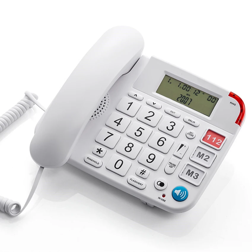 Corded Landline Phone Fixed Telephone Big Button for Elderly Seniors Phone One-key Dialing Hands-free Call Landline