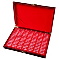 100pcs round wood coins case storage holders display wooden commemorative collection box home decoration retail