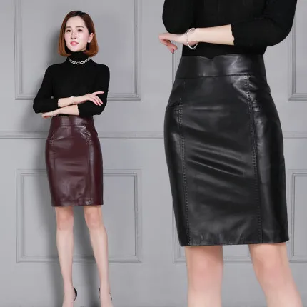 MEWE Women New Real Genuine Sheep Leather Skirt 18K158