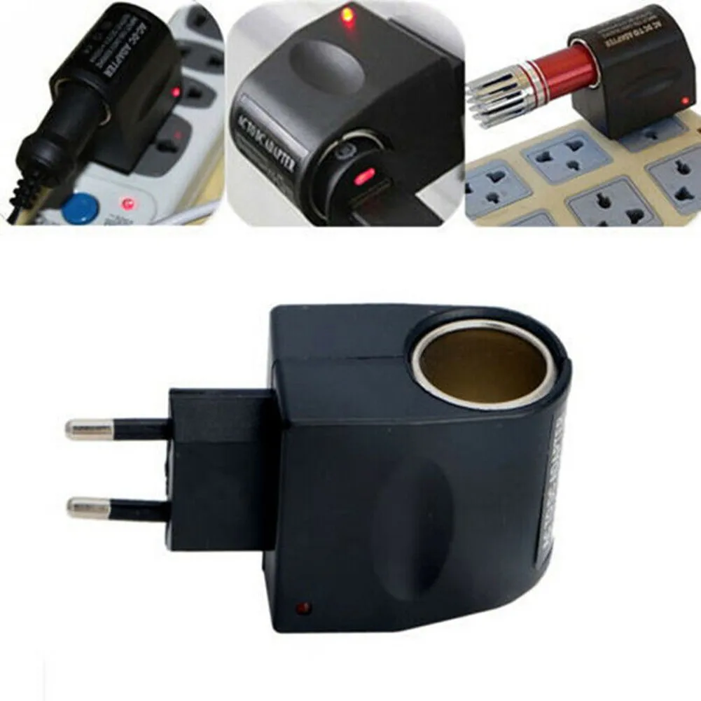 

AC EU 220V To DC 12V Car Cigar Lighter Power Adapter Black Converter 500mA 6W 90-240V 50HZ EU Plug Car Charger Cigar Lighter