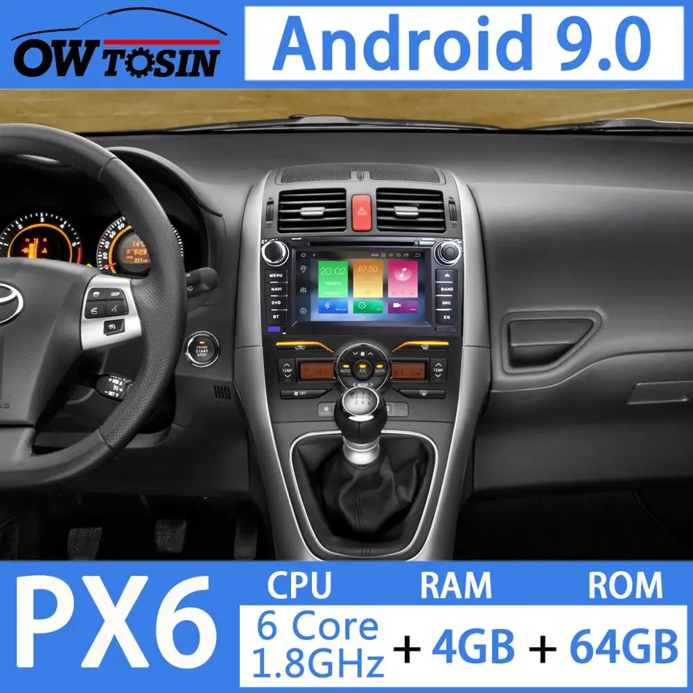 " PX6 4G+ 64G Android 9,0 для Toyota Auris 2006 2007 2008 2009 2010 2011 Автомобильный DVD Радио gps навигации DSP CarPlay