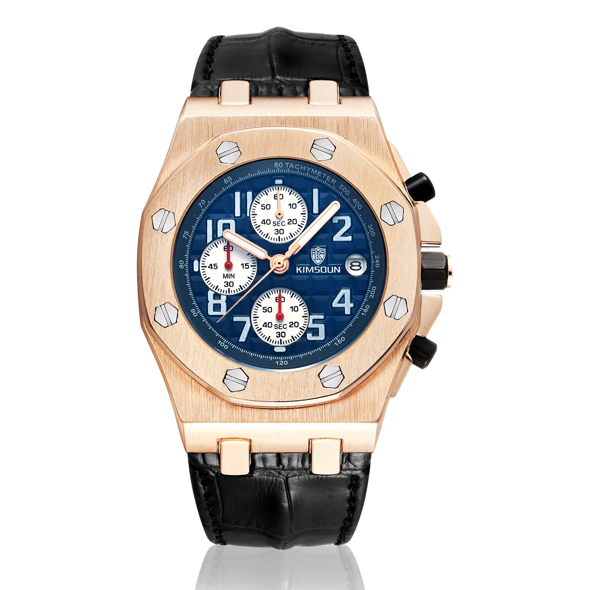 Switzerland Royal Rolexable Japan Miyota кварц часы три глаза многофункциональный синхронизации кожа водонепроницаемый календарь montre homme