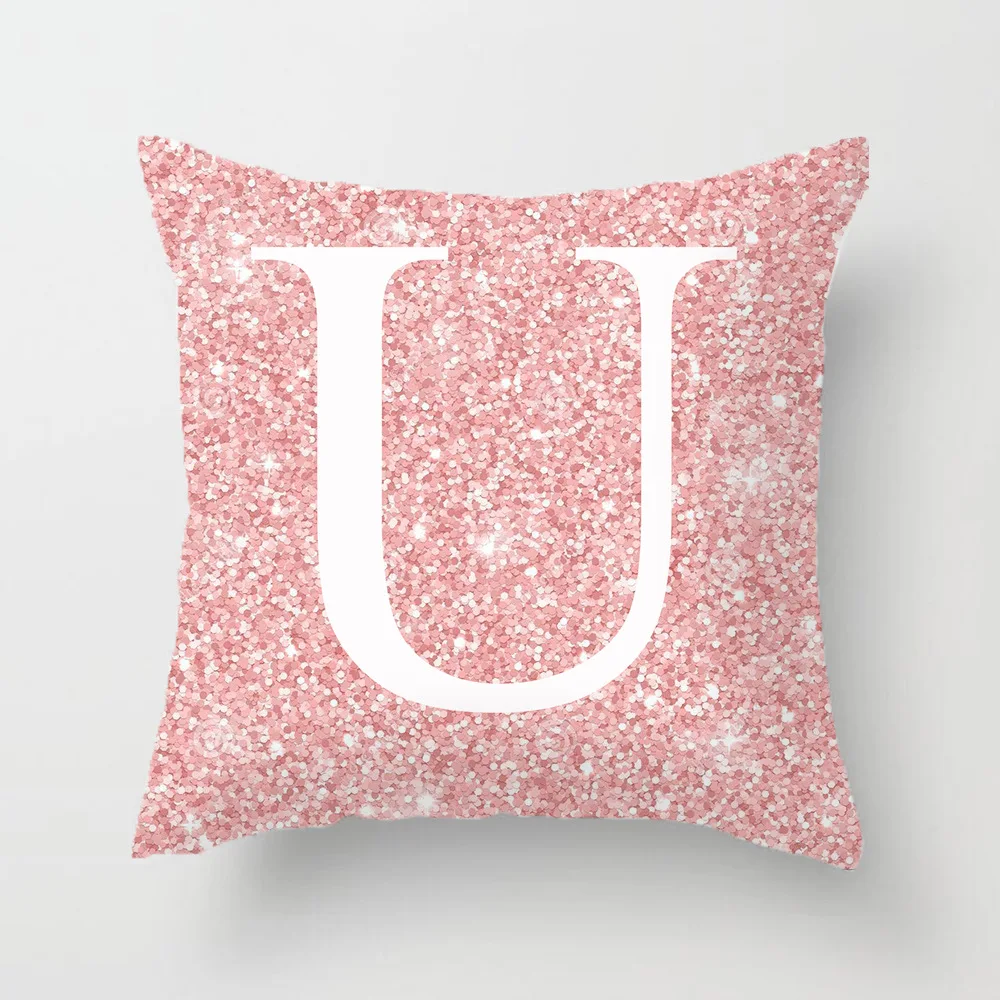 45*45cm Retro Pink Letter ABCD Cushion Cover Cotton Glitter Case Polyester Home Decor Bedroom Decorative Sofa Pillows | Дом и сад