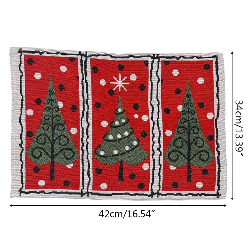 

4pcs Christmas Tree Santa Elk Placemats Heat Resistant Pad Coasters Kitchen Dining Table Decor