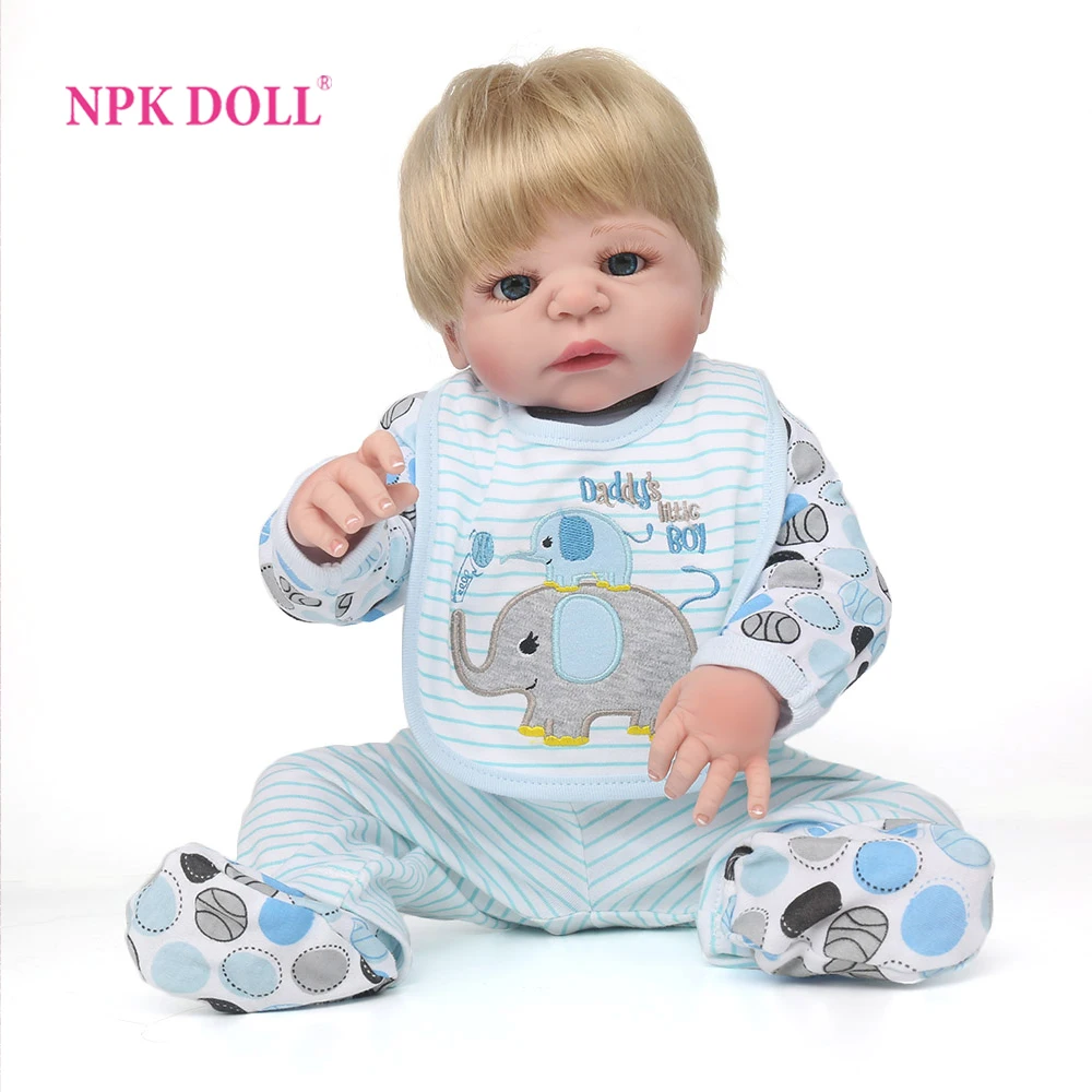 Кукла реборн NPKDOLL полностью виниловая кукла 55 см игрушки для малышей Одежда С Рисунком Слона подарок на день