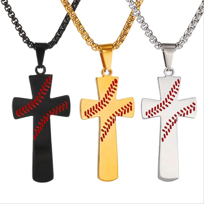 

High Quality Metal Classic Men's and Women's Bible Baseball Cross Pendant Necklace