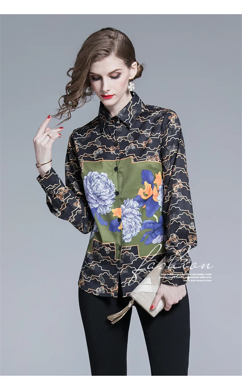 Винтажная женская рубашка с длинным рукавом, осень, Подиумные топы, Blusas Mujer De Moda, высокое качество, женские модные блузки Blusa Feminina