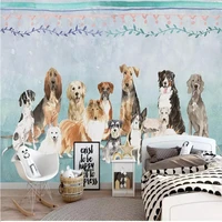 custom wallpaper large mural modern minimalist cartoon hand painted pet puppy personality childrens room background wall