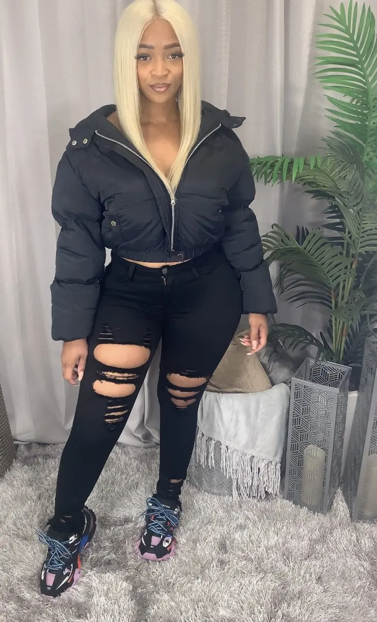  S-2XL Cropped Puffer Jacket Women Warm Hooded Parka Bubble Coat Winter New Clothing Streetwear Fashion Outwear