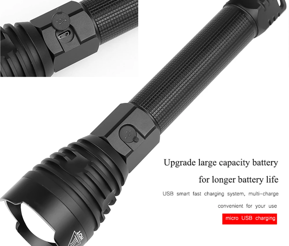Супер яркий XHP90/70,2 светодиодный фонарик, супер мощный фонарь, USB лампа с зумом, фонарь с зумом, работающий от аккумулятора 18650 26650