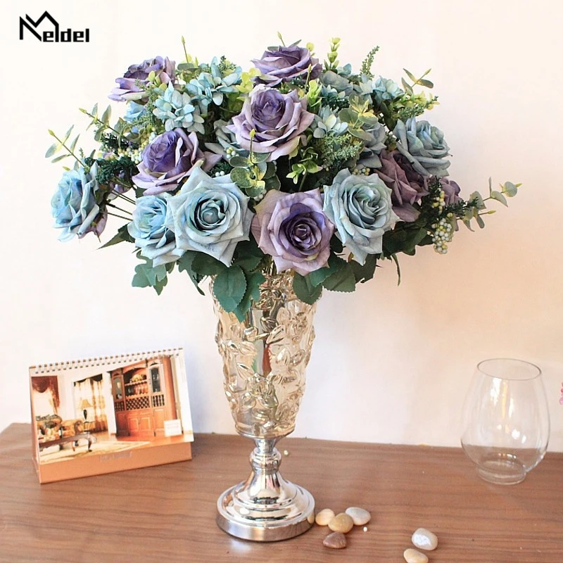 Картина маслом искусственный букет из ткани цветы розы свадебный Декор для дома