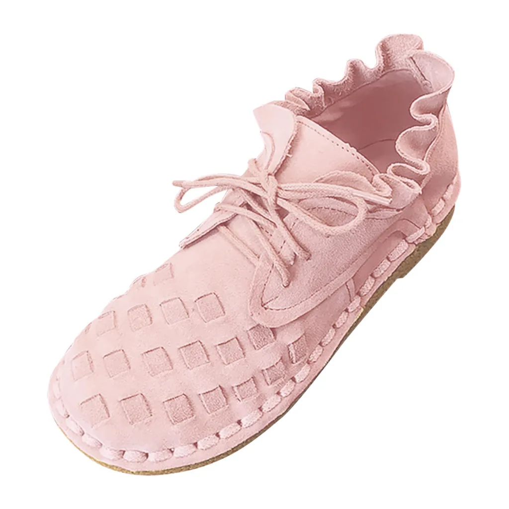 

Rome Solid Large Size Ankle Boots For Women Fashion Lace-up Low Flat Heels Knit Bud Casual Single Shoes Snow Boots Women Drop