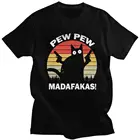 Забавная кошка Pew Madafakas, футболка для мужчин с коротким рукавом, Винтажная футболка для любителей вина, летняя футболка из хлопка, Повседневная Базовая футболка, топы, подарок