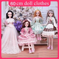 60cm bjd doll clothes lace dress with bow hairdress fits 13 bjd doll girl dress up toys 22 inch doll accessories