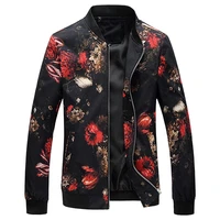 drop shipping spring autumn bomber jacket men floral printed fashion slim fit mens casual jackets mens windbreaker coat