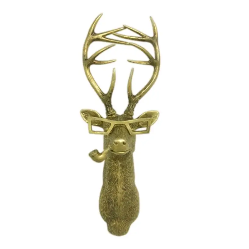 

3D голова оленя животного, скульптура, настенный бронзовый олень, смола, подвесная голова, скульптура, украшение для дома, Настенный декор