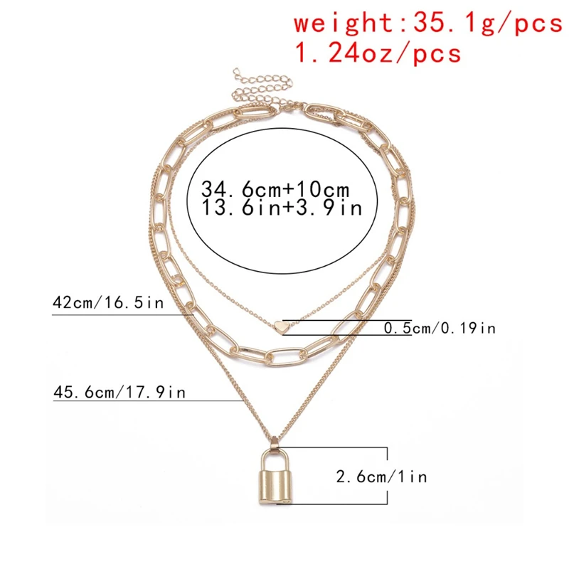 Двухслойное ожерелье-цепочка KSRA с замком ожерелье в стиле панк кулоном виде