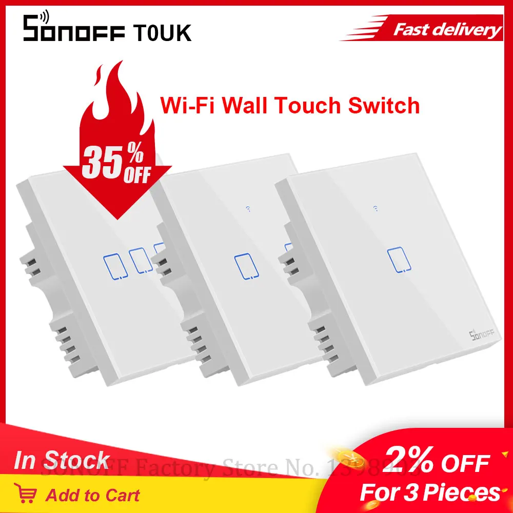 Itead SONOFF TX T0 UK Wifi смарт светильник со стеклянным экраном сенсорная панель