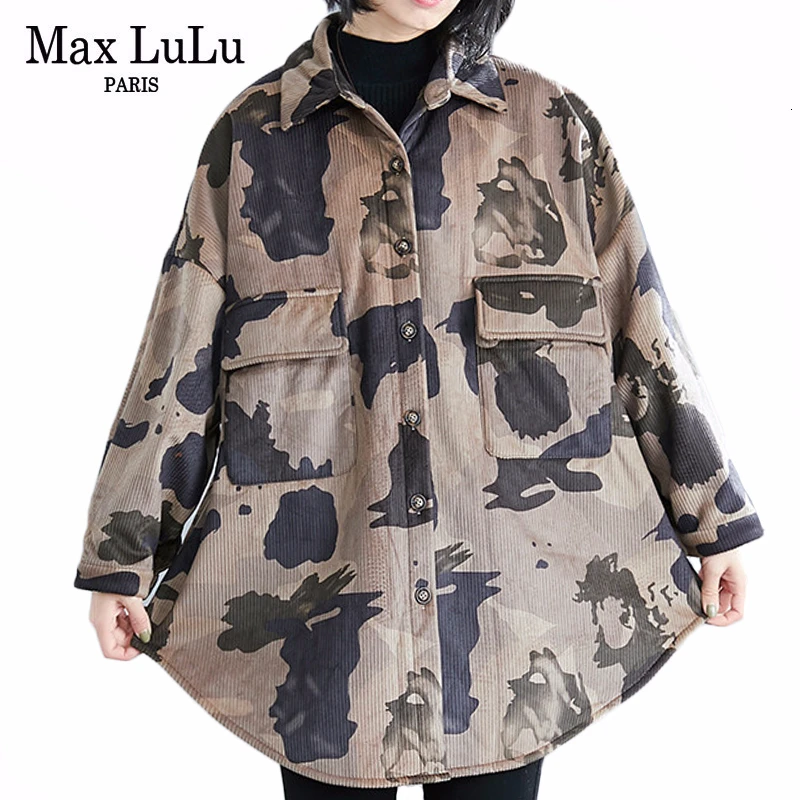 Max LuLu 2019 Korean Corduroy Streetwear Winter Thicken Warm Ladies Quilted Coats Women Casual Printed Jacket Camouflage Clothes |