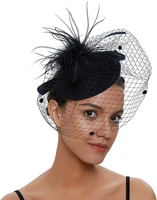 tea party fascinator hat pillbox hat veil mesh hat with clip and hairband for women