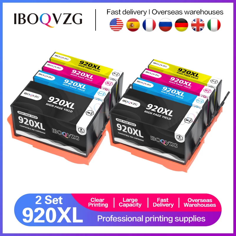 Совместимые чернила IBOQVZG 4 для картриджа HP 920 XL CD975AE CD972AE CD973AE CD974AE принтера OfficeJet 6000