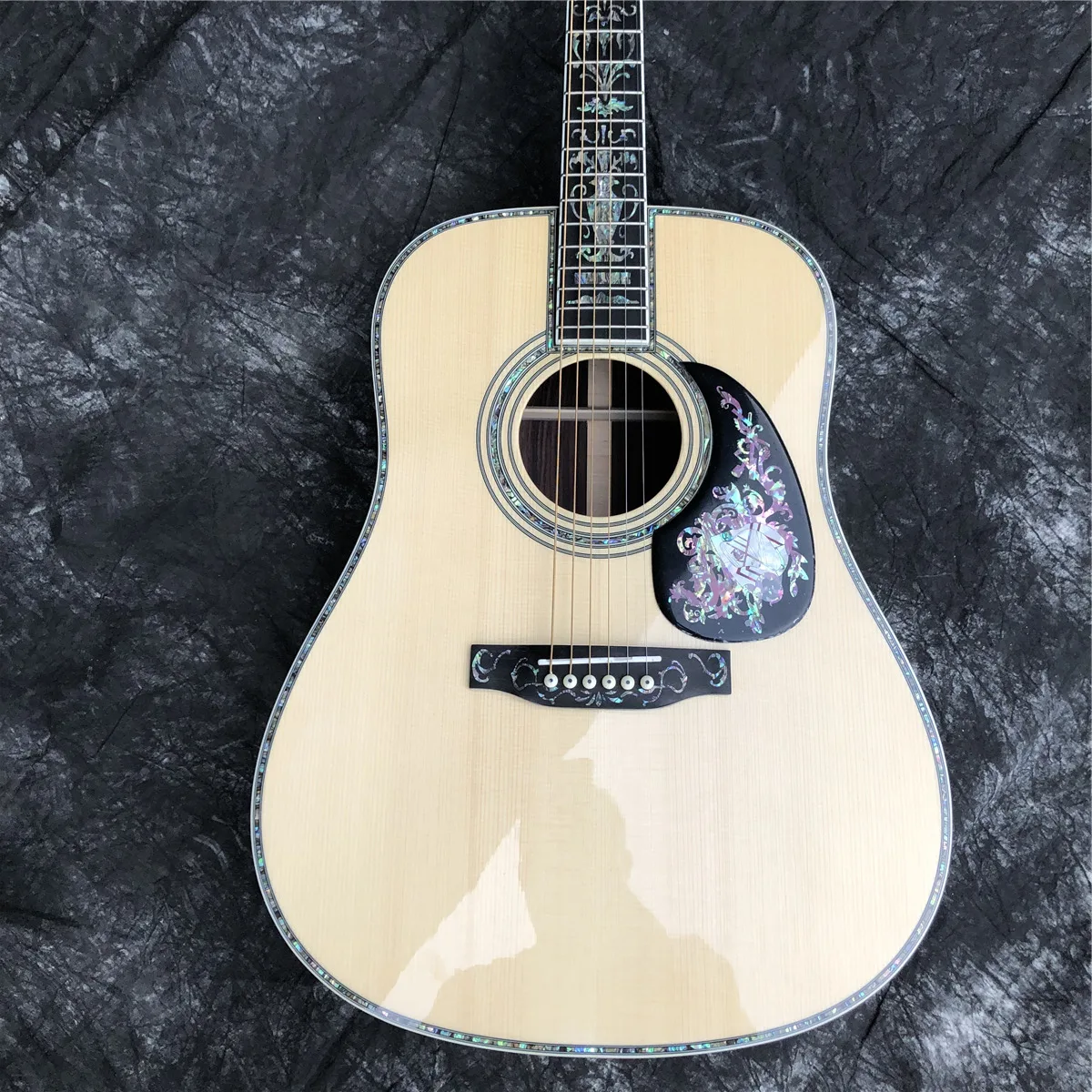 Реальная инкрустация черного дерева абалона 41 дюйм AAA твердая ель Топ D стиль