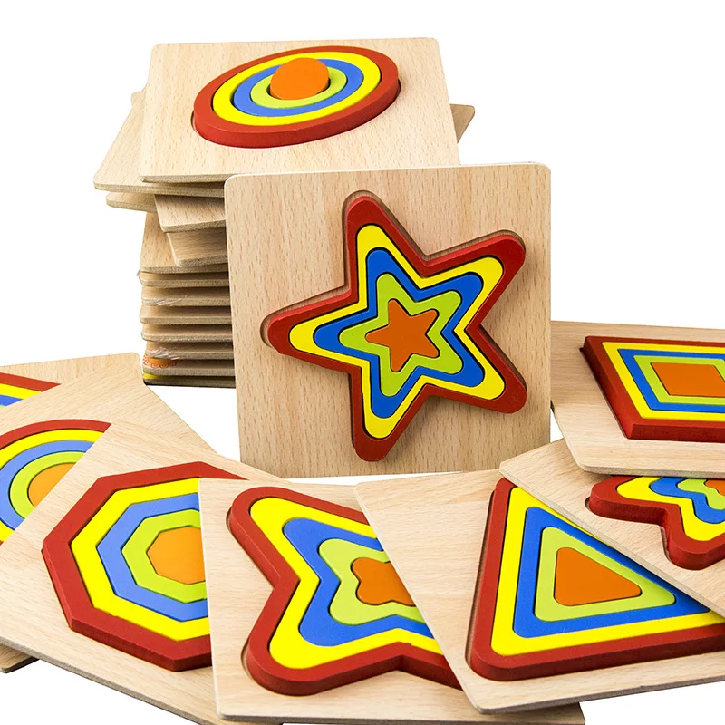 Игрушки для детей детские деревянные 3D головоломки игрушки 1-2-3 лет деревянная головоломка для детей игрушки Форма Геометрическая головоло... от AliExpress WW