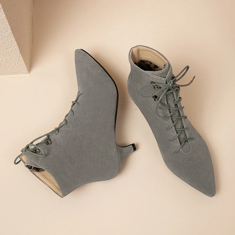 

Big Size Pointed Lace Up Boots boots women shoes ankle boots for women ladies boots shoes woman winter