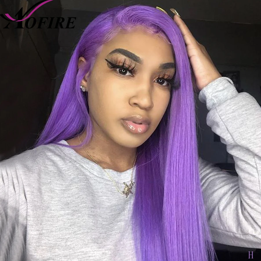 Бразильский Реми фиолетовый цвет прямой парик 13x6 Синтетические волосы на