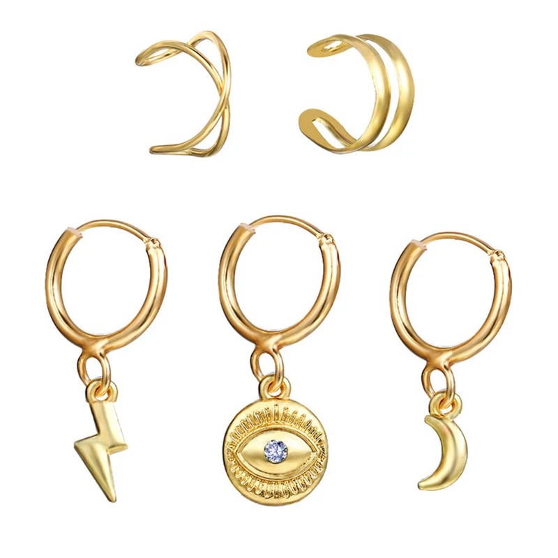 5 шт./компл. серьги клипсы женские золотые геометрические ушные манжеты без