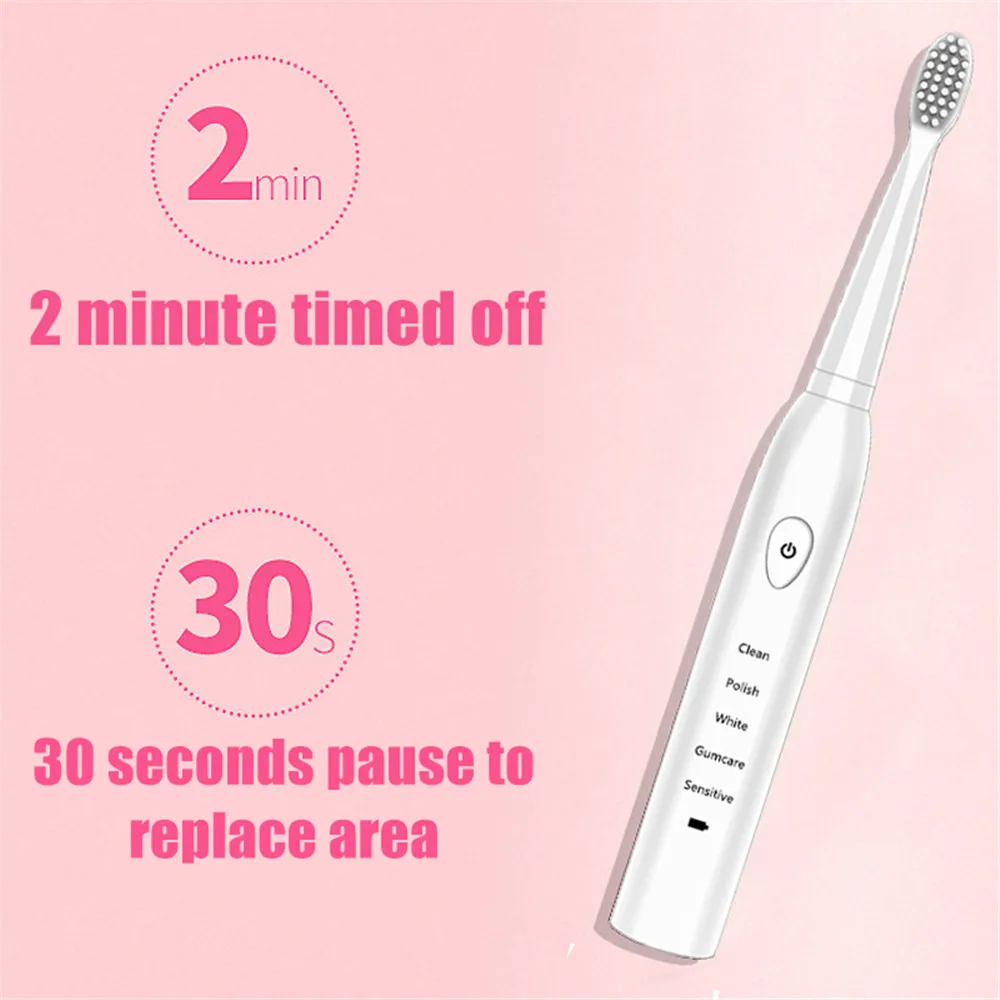Powerful Electric Toothbrush Ultrasonic Washable Rechargeable Electronic Whitening Waterproof Sonic Teeth Whiten Brushes Gift | Бытовая