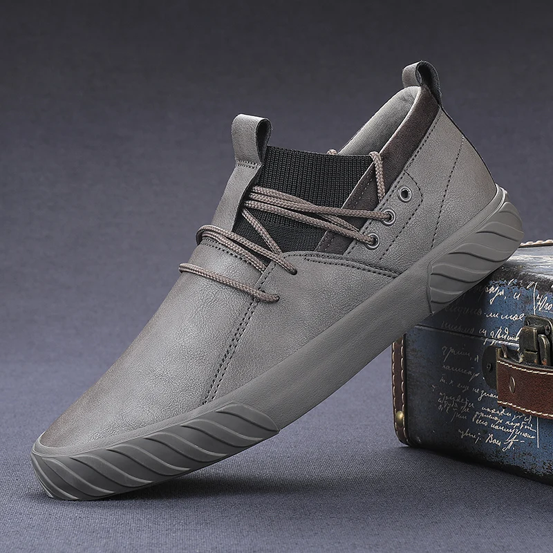 Уличная удобная модная повседневная мужская обувь мужские высокие кроссовки для