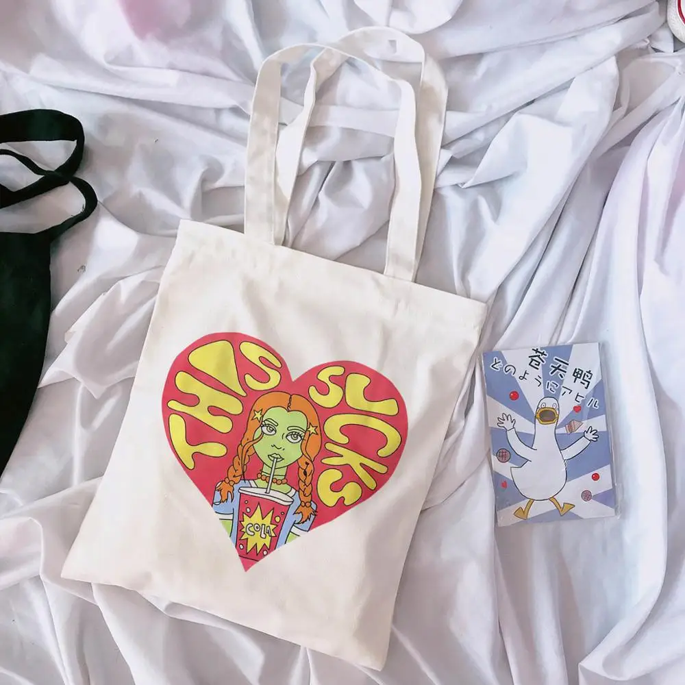 Женская Холщовая Сумка на плечо с принтом в стиле Харадзюку|Сумки ручками| |