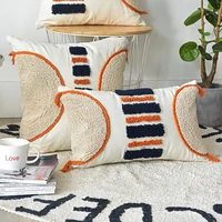 4545 cotton canvas living room throw cushion cover tufted embroidery sofa bed pillowcover decoration pillowcase 40694
