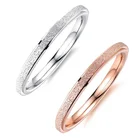 EAMTI модное простое кольцо из нержавеющей стали для женщин тонкое 2 мм розовое Золотое кольцо на палец песок высокое качество подарок для девушки