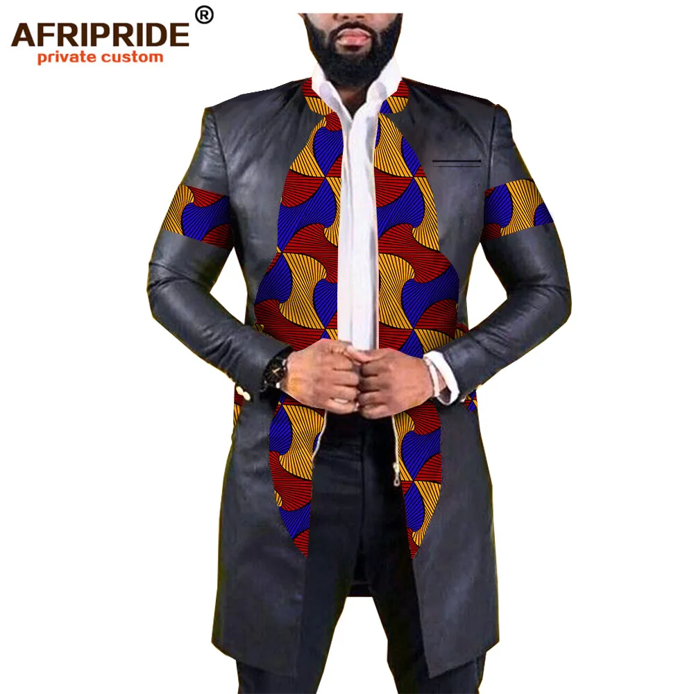 AFRIPEIDE африканская Весенняя мужская куртка с длинным рукавом на молнии Повседневная куртка плюс размер из чистого хлопка и искусственного меха в стиле пэчворк A1914002 - Цвет: 543
