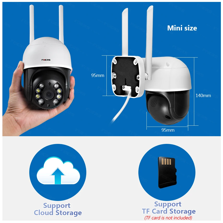 Уличная IP камера Fuers Wi Fi PTZ 4 кратный цифровой зум беспроводная H.265 P2P двухстороннее