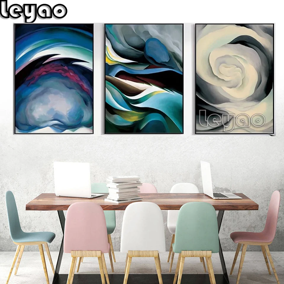 

5D DIY Diamond Painting Full Square Abstract Cloud Flower Triptych Diamond Embroidery Mosaic Home Decoration Wall Sticker