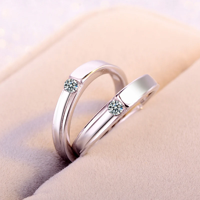 Набор колец для влюбленных из стерлингового серебра 925 пробы с цирконием ААА