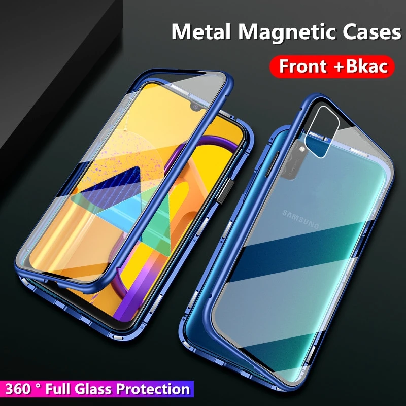 Магнитный чехол для Samsung Galaxy S20 Plus A51 A71 двухсторонний металлический из