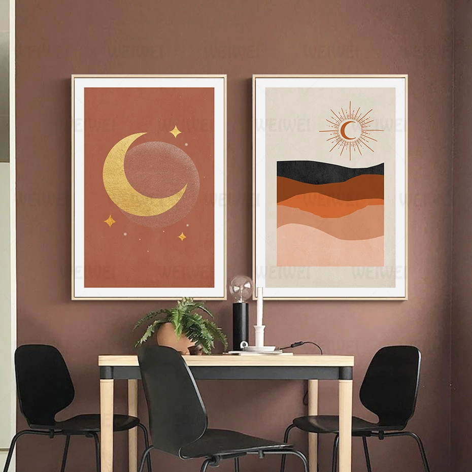 Модная коллекция абстрактная луна звезды монтина Ландшафтная живопись на холсте