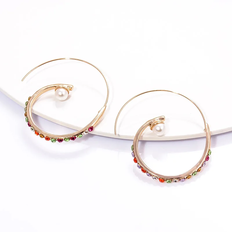 Женские серьги в этническом стиле большие круглые серьги-стразы полукруглые с