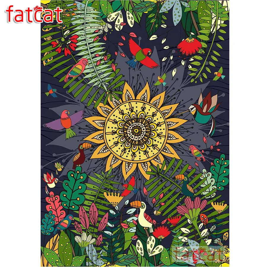 

Набор для алмазной вышивки с абстрактными подсолнухами и птицами, 5d